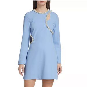 NWT SIMKHAI Katharine Embroidery Cut-out Mini Dress French Blue Size 4